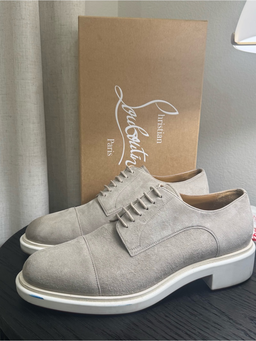 Christian Louboutin Urbino Lace-Up Dress Shoes Suede Goose 45